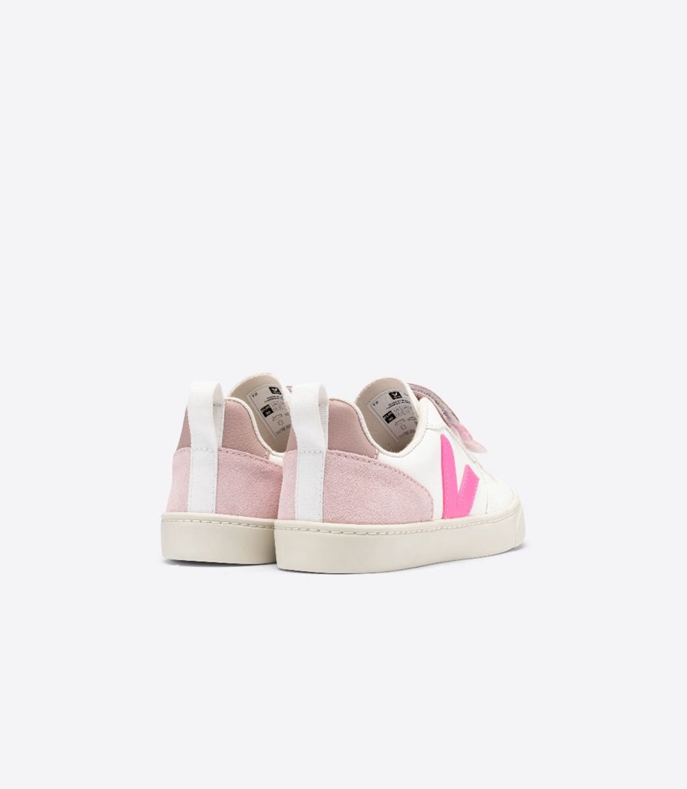 Veja Sneakers Børn Hvide/Pink - V-10 Velcro Chromefree - AFRZV6371
